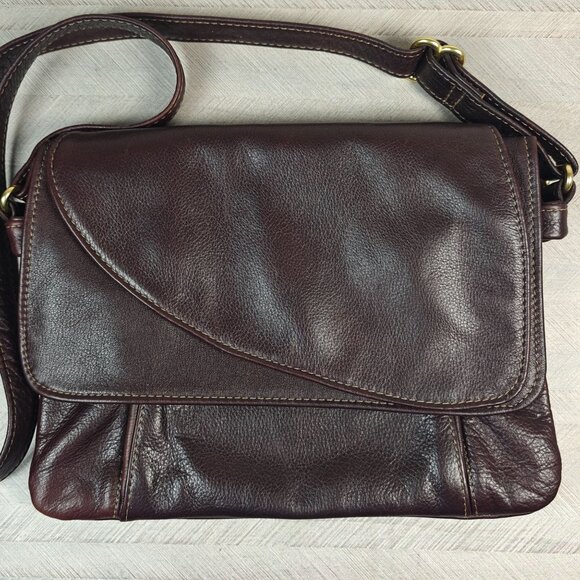 Vintage Elie Handbags Genuine Leather Brown Crossbody Bag USA Made - Picture 4 of 12